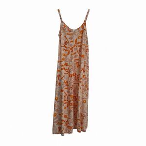 Label Of Love Dress Medium Orange Sweetheart Neck Strap Midi Sundress Resortwear